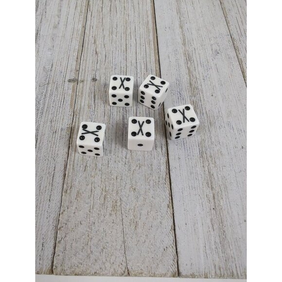 Set of 5 Dice White X on Number 4 - Picture 2 of 2